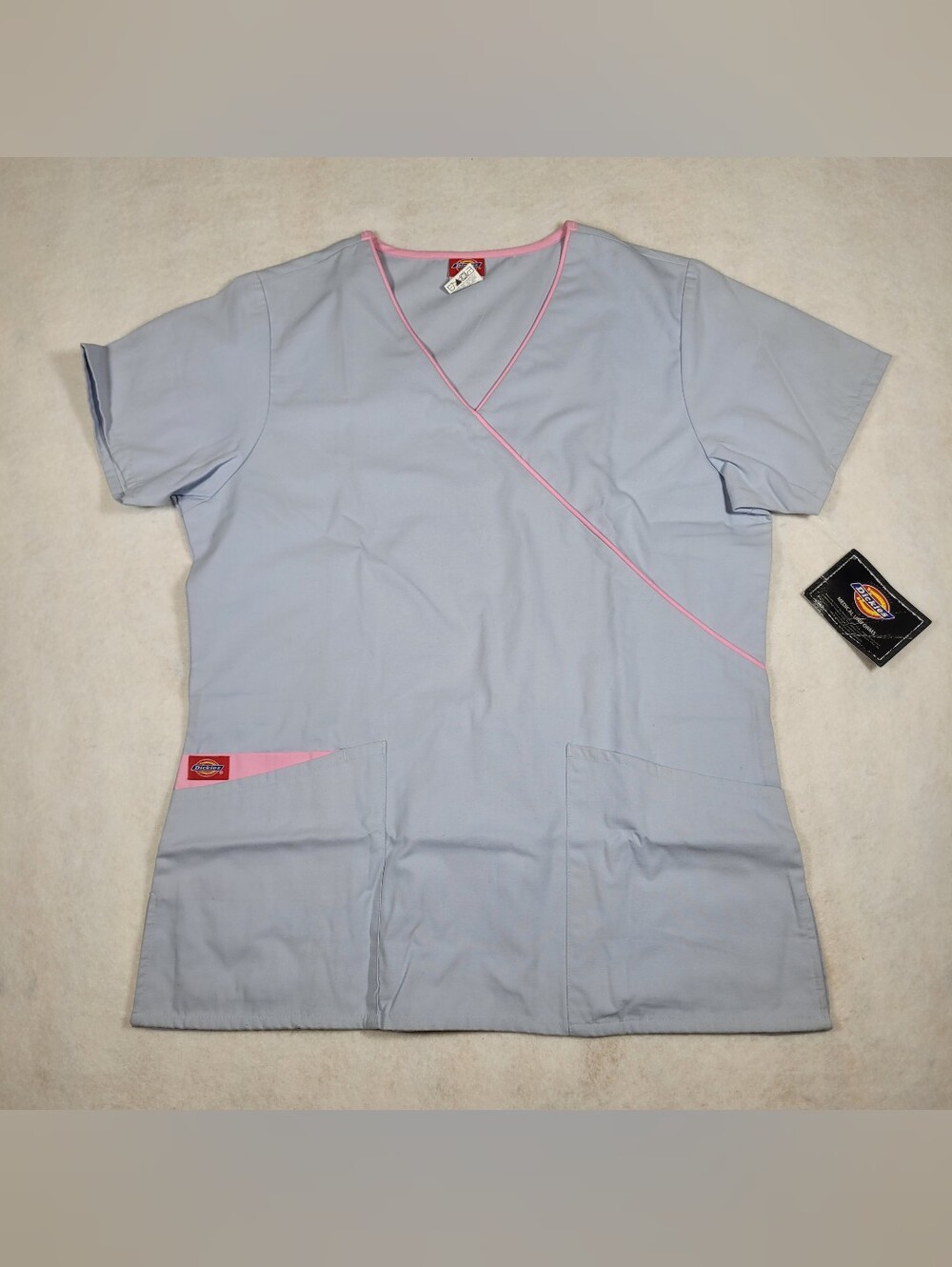 2005 Dickies Scrubs Light Blue Short Sleeve Dual Pocket Workwear Womens Sz Small